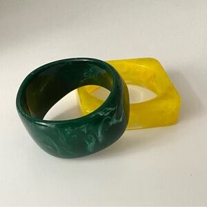 Fashion Jewelry Green & Yellow Resin Bangle Bracelets